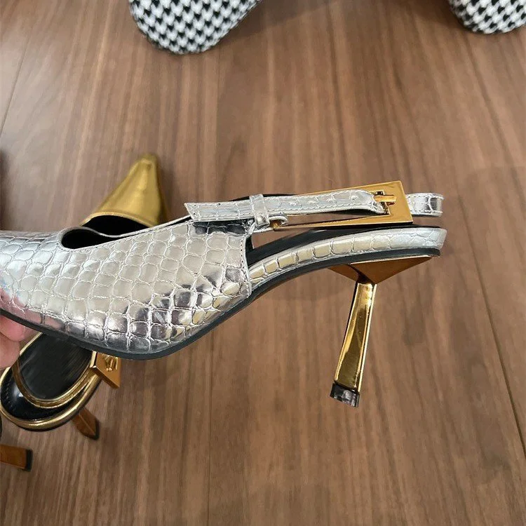 Yyvonne Summer New Summer Children Fashion Temperament Denim Cloth Leopard Single Shoes Women's Fine Heel Sandals