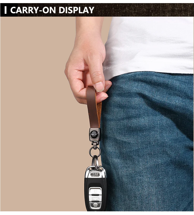 🔥Hot sale🔥Exclusive logo🔥Car anti-lost genuine leather alloy keychain