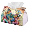 Garden Butterfly DIY PU Diamond Painting Tissue Box Kit Desktop Tissue Holder with Rhinestone Diamond Desk Decorative Tissue Box for Adults Desktop Storage Organizer