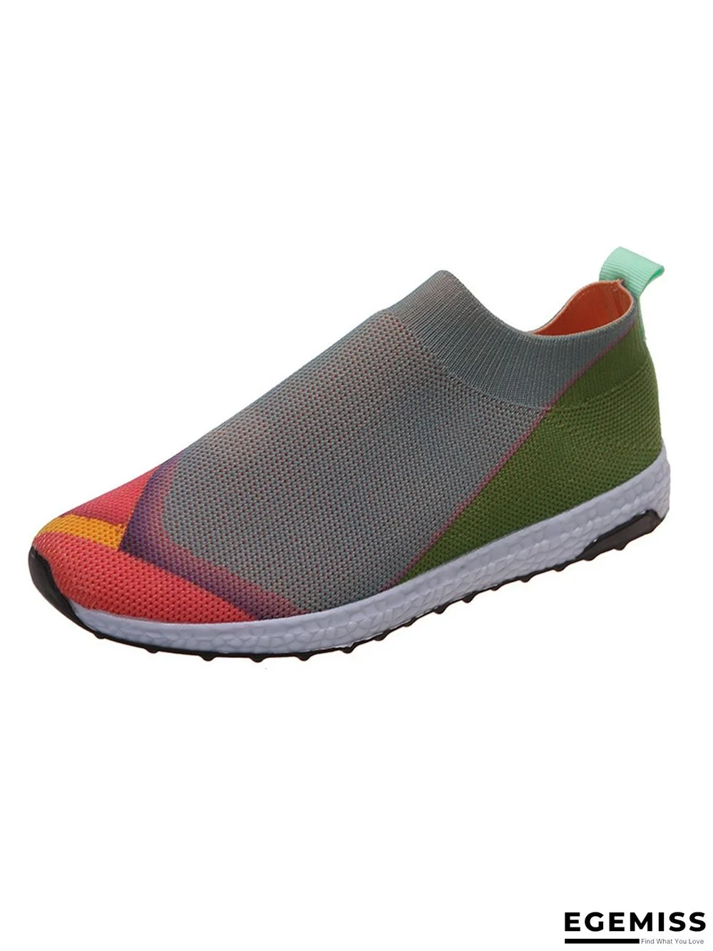 Thick Sole Color Blocking Fly Woven Mesh Slip-On Sneakers Lazy Casual Shoes | EGEMISS