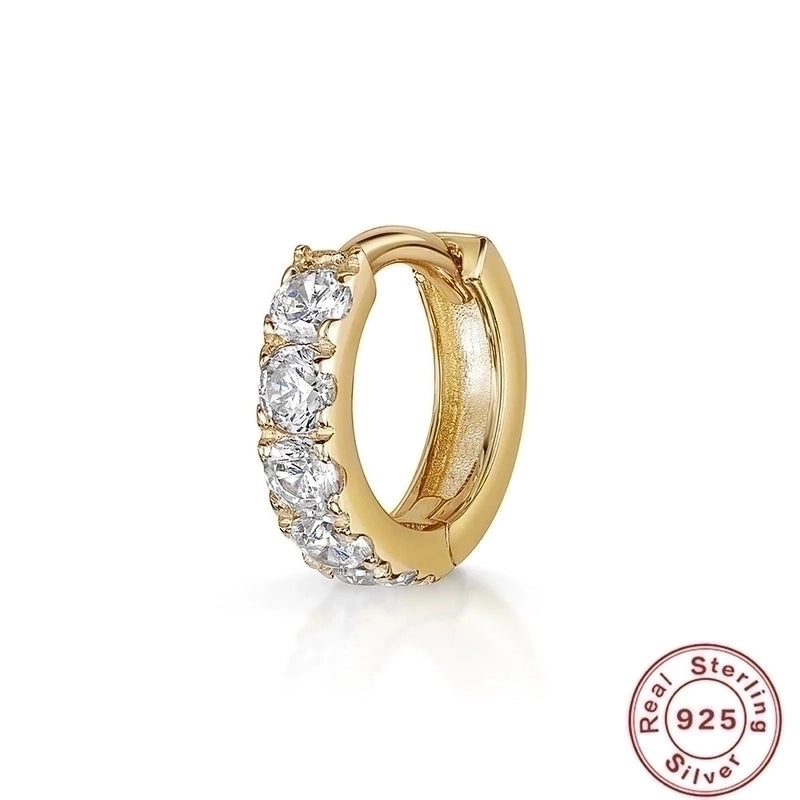 1 Piece 925 Sterling Silver Zircon Round Square Earrings