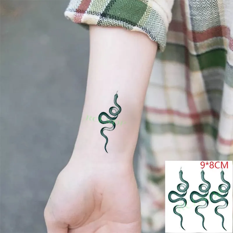 Waterproof Temporary Tattoo Sticker Black Snake Small Animal Fake Tatto Flash Tatoo Hand Leg Arm Back for Kid Men Women Kids