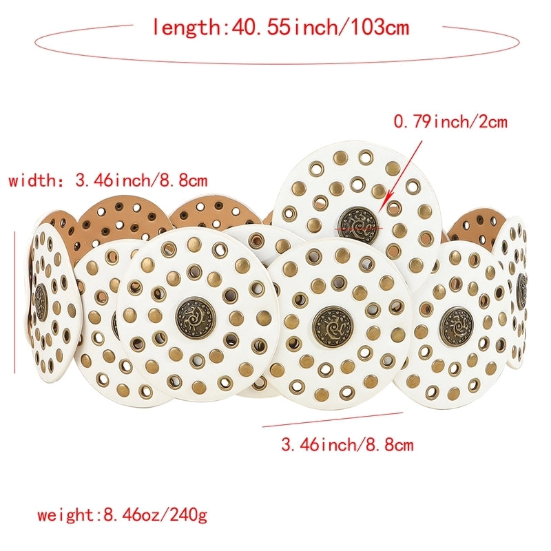 Casual Minimalist Classic Style Round Pu Leather Alloy Metal Button Women’s Leather Belts