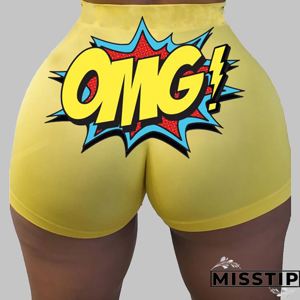 Yellow Active Sports Letter Print Sports