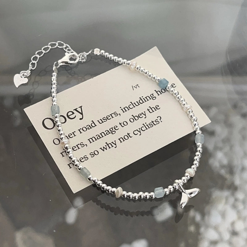 925 Sterling Silver Beaded Chain Bracelets Elegant Minimalist