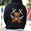 Men's Graphic Bear Print Streetwear Hoodies by Inlyline