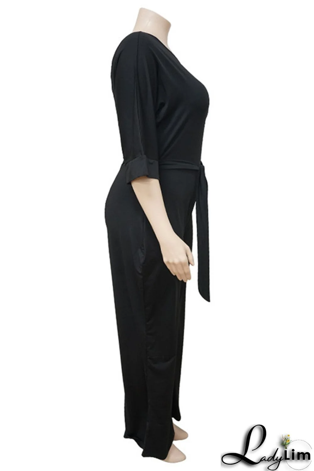 Red Fashion Casual Solid Basic Oblique Collar Plus Size Jumpsuits