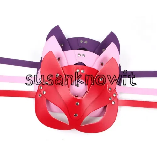 pornhint Pornhint Mask Half Face Fox Cosplay Leather Mask Masquerade Ball Fancy Masks Collar Libido