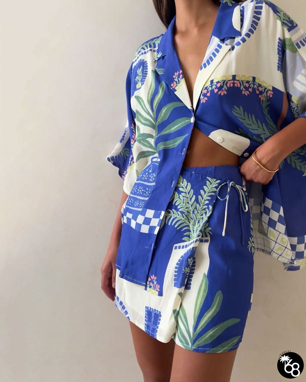 Fashion Holiday Print Shirt & Skirt Two-Piece Set | 168DEAL