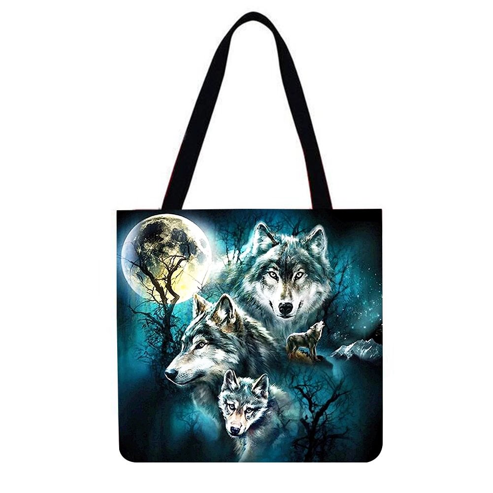 Linen Tote Bag-Wolves