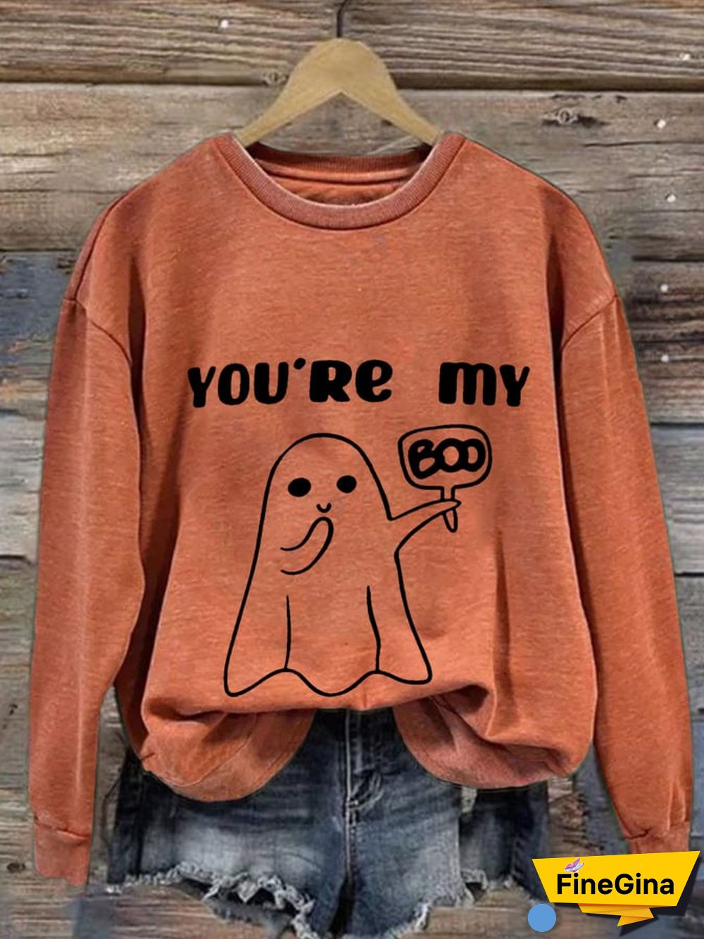Women'S You're MY Boo Halloween Print Crew Neck Casual Sweatshirt