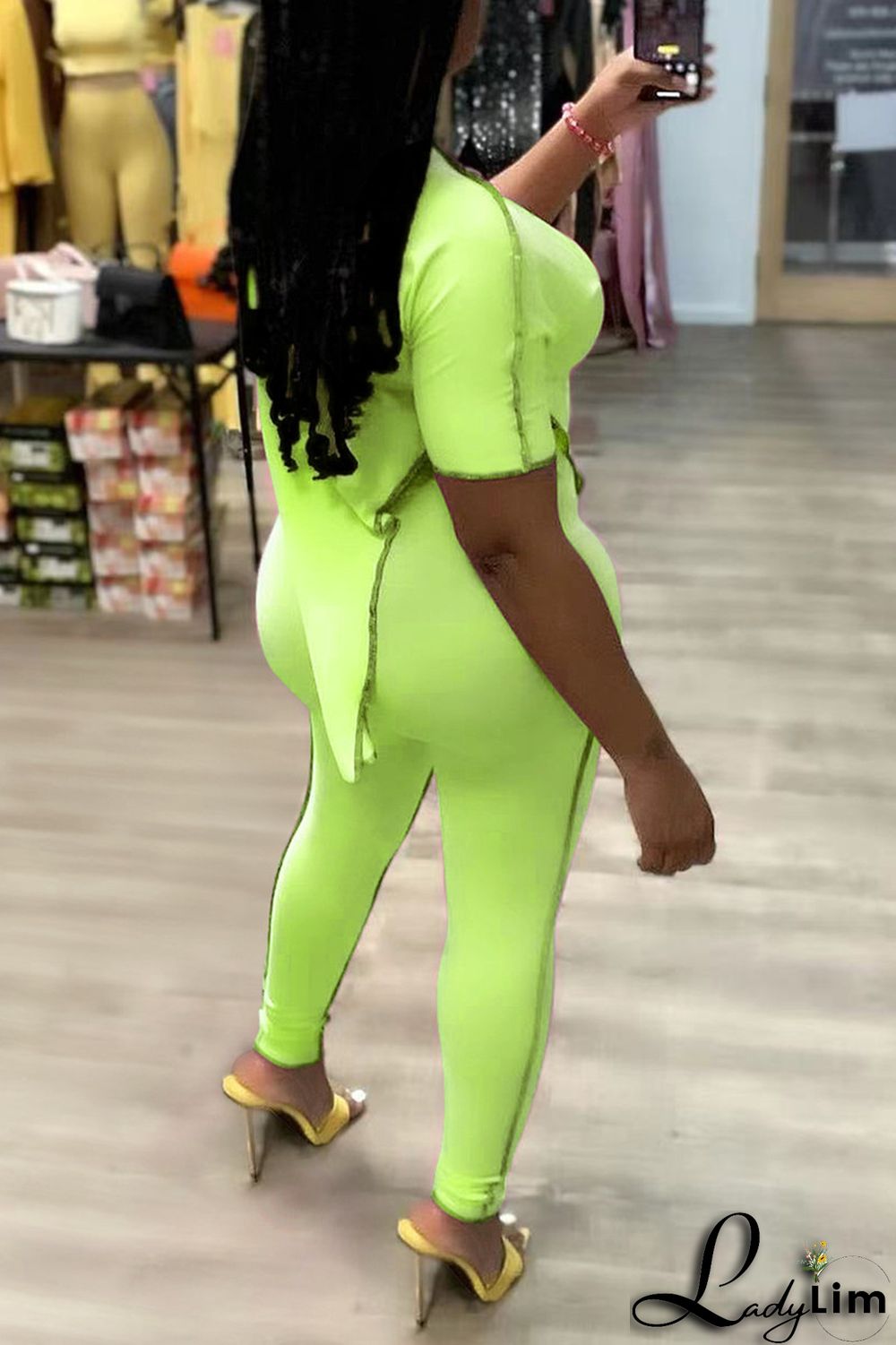 Orange Fashion Casual Solid Patchwork Asymmetrical O Neck Short Sleeve Two Pieces