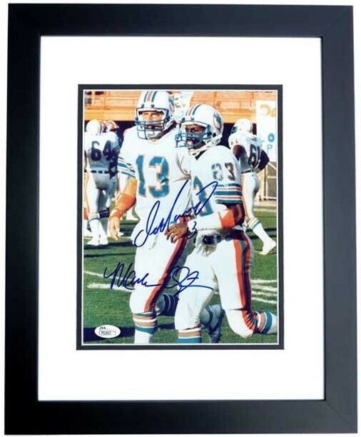 Dan Marino + Mark Clayton Signed Autographed Miami Dolphins Photo Poster painting FRAMED JSA COA