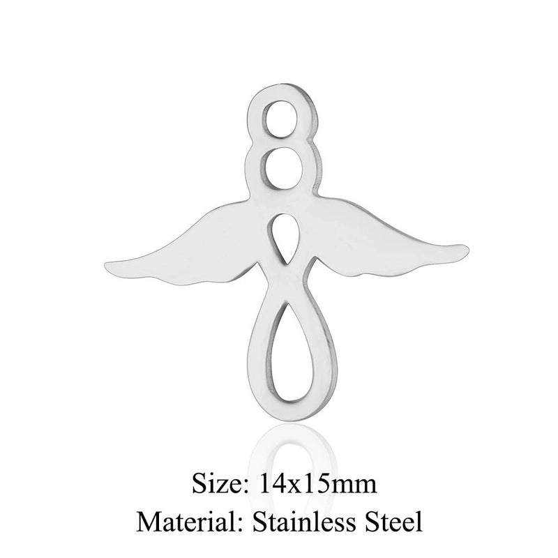 5 Pieces Stainless Steel 18K Gold Plated Angel Wings