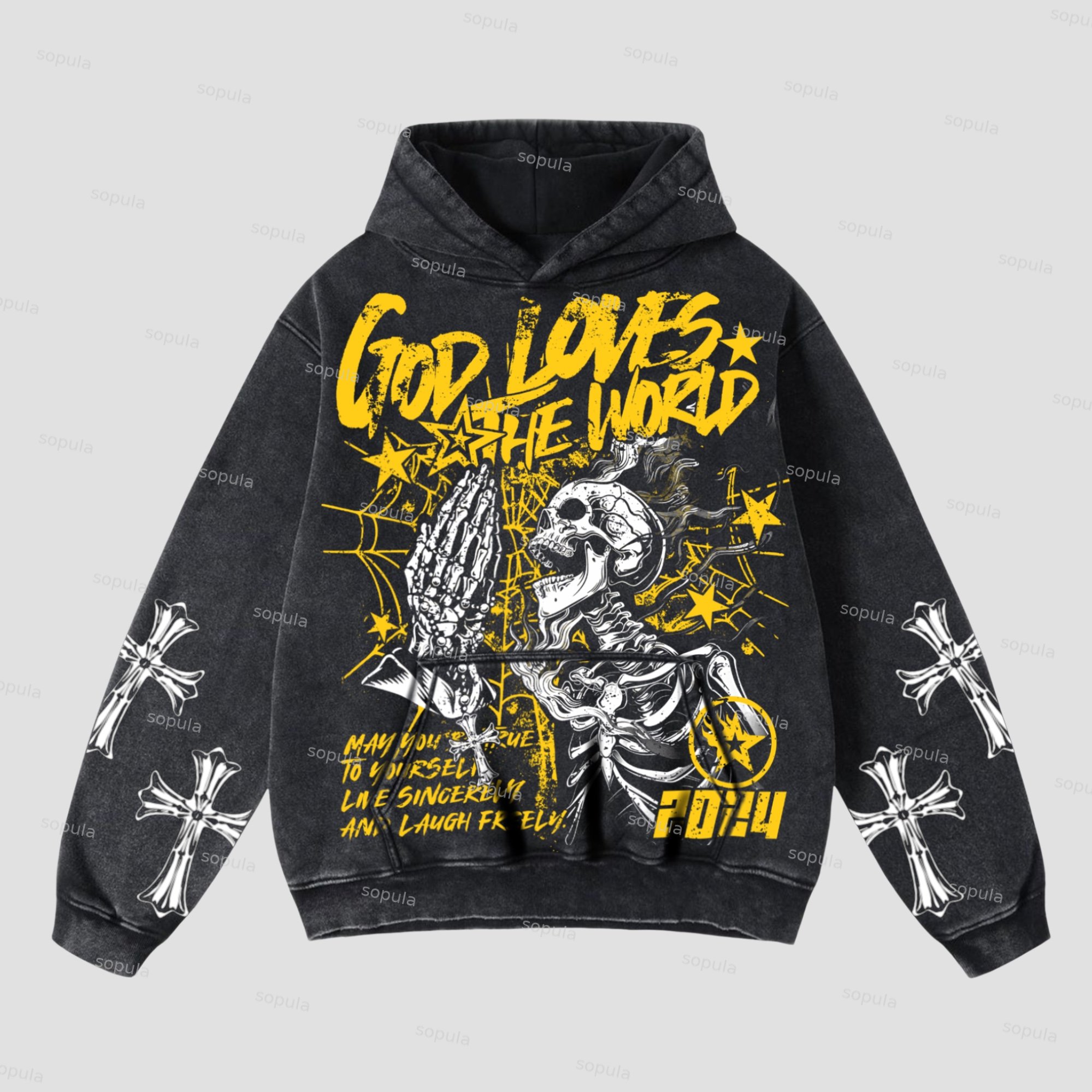 Sopula God Loves The World Graphics Hooded Sweatshirt