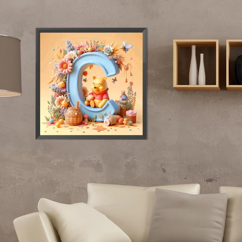 Full Round Diamond Painting 40*40cm - Yellow Rose Butterfly Winnie The Pooh Letters