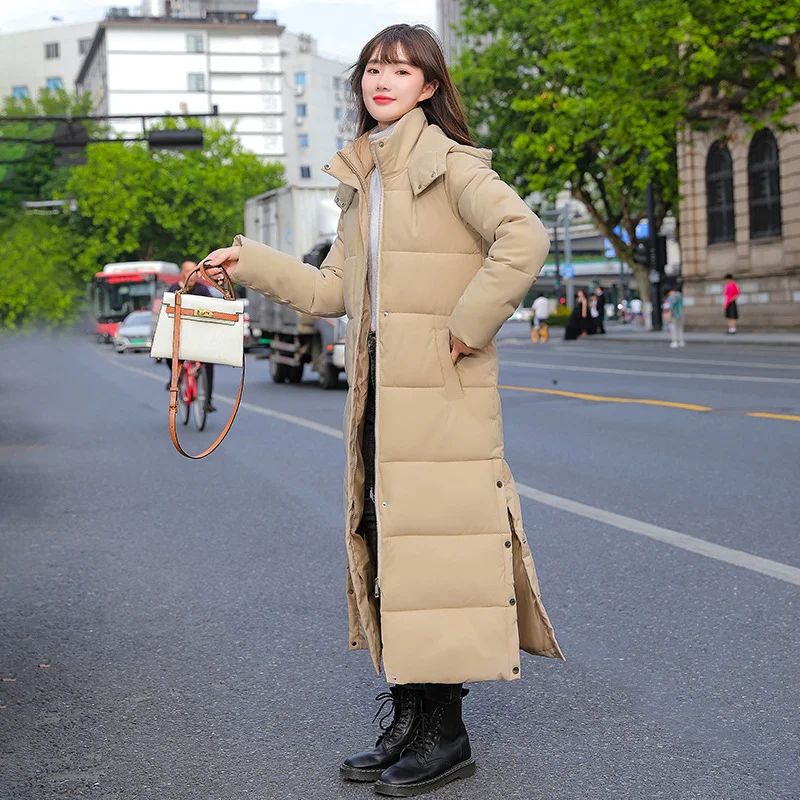 Woherb Down Cotton Jacket Female 2024 New Winter Korean Version Long To The Ankle Student Bf Loose Bread Jacket Cotton Coat-Outfit Ideas