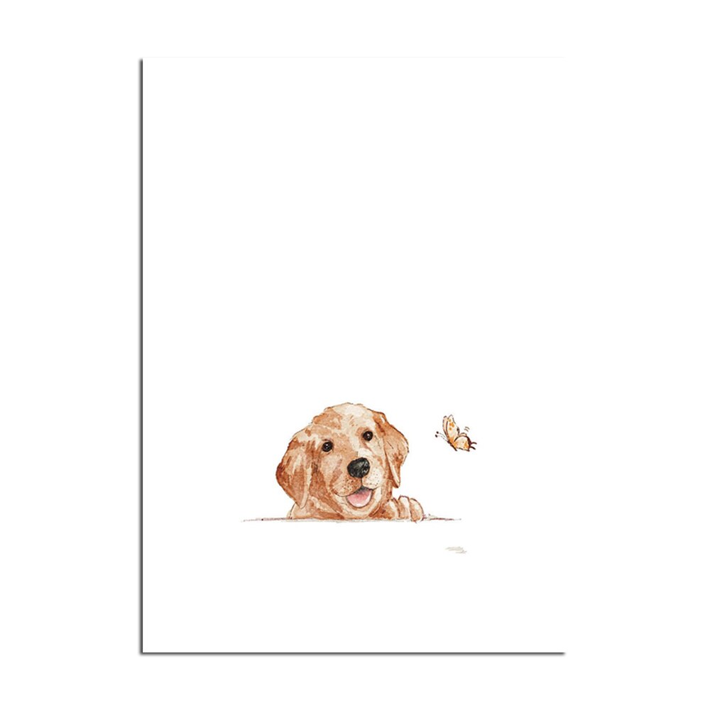 Golden Retriever Dog Canvas Painting Animal Puppy Poster and Set 3 Of Print Kids Room Nursery Kids Boys Wall Art Decor Picture