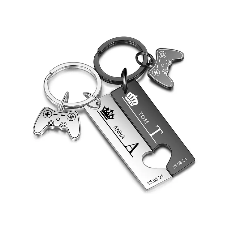 Personalised Couple Keychain Custom 2 Names & 2 Letters & Date Keyring Game Console Valentine's Day Gift for Him/Her-Jessemade AU