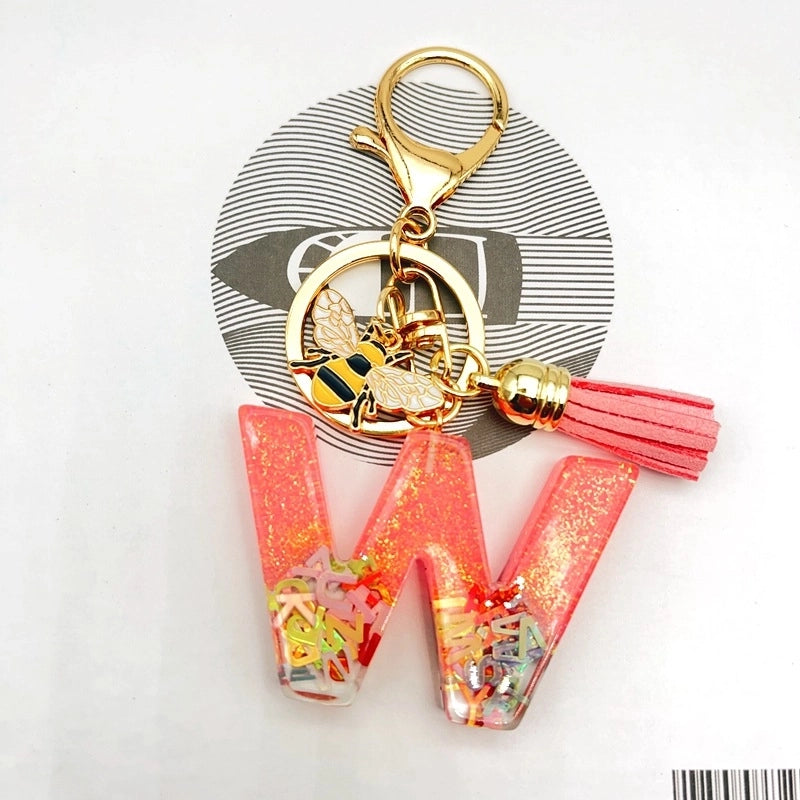 Retro Classic Style Letter Bee Resin Women’s Bag Pendant Keychain