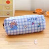 Cute Bear Pink Blue Plaid Large Capacity Brushes Pens Storage Bag Back to School Student Stationery