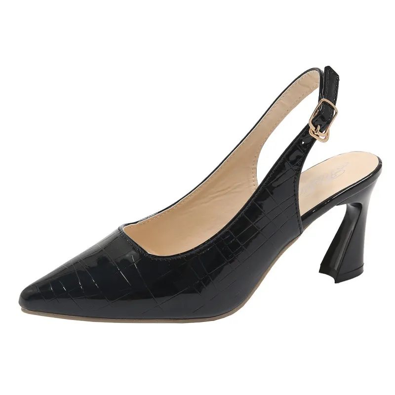 Breakj Breakj Head Back Empty Bag Head Professional Shoes Word-Type Buckle With High Heel Sandals Women Size 35-42
