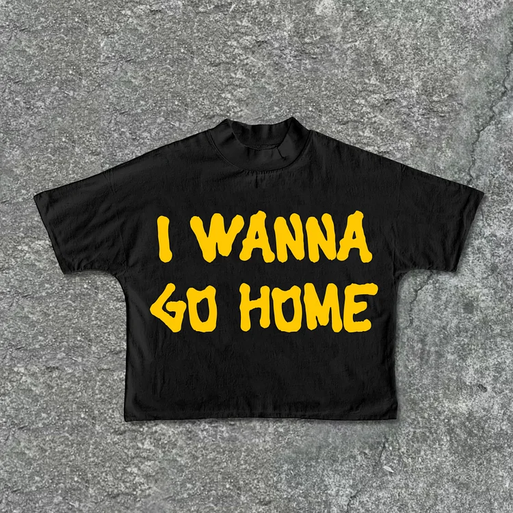 I Want Go Home Cotton Cropped T-Shirts SOPULA