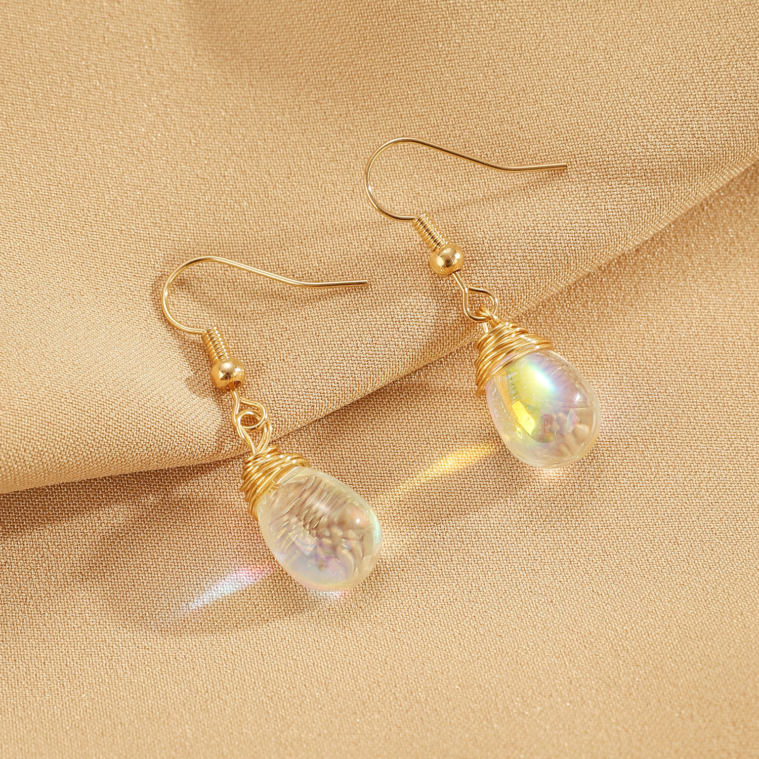 Drop Imitation Turquoise Pearl Gold-Plated Earrings
