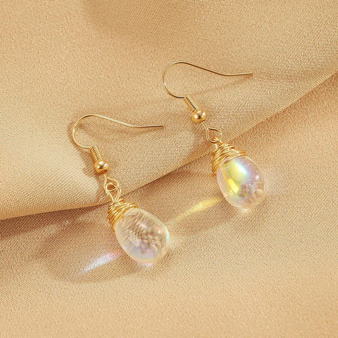 Drop Imitation Turquoise Pearl Gold-Plated Earrings
