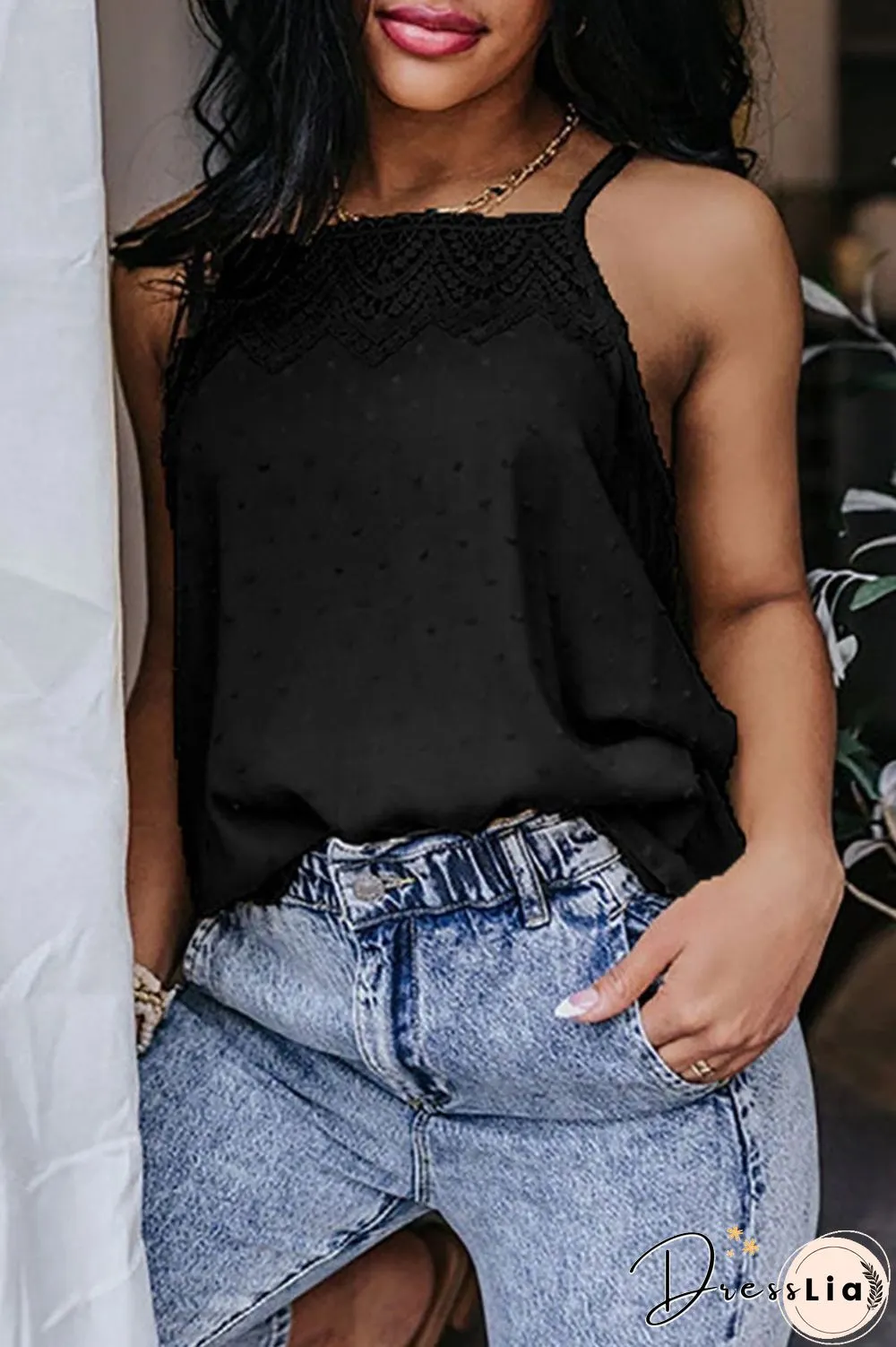 Fashion Casual Split Joint Spaghetti Strap Tops