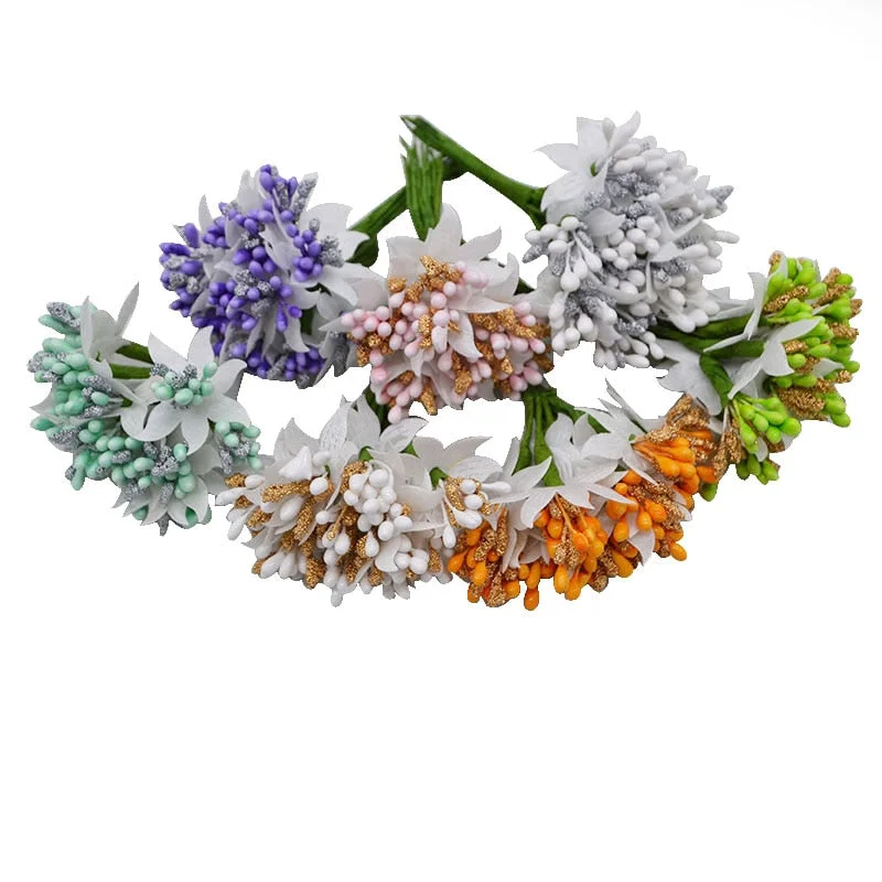 12PCS/lot Mulberry party Artificial Flower Stamen wire stem/marriage leaves stamen DIY wreath wedding box decoration Fake flower