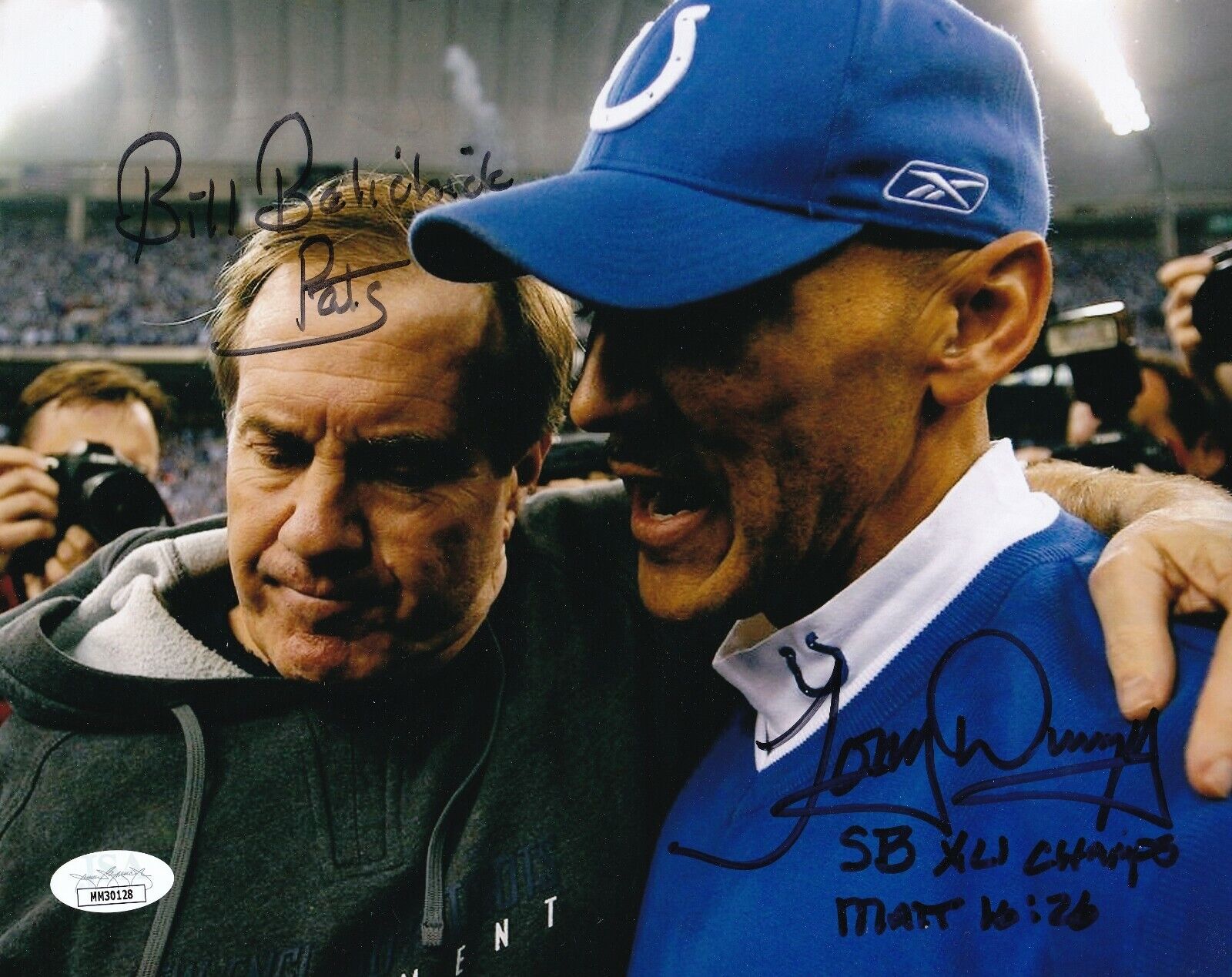 Bill Belichick Tony Dungy dual SIGNED Photo Poster painting JSA COA NFL Football Patriots Colts