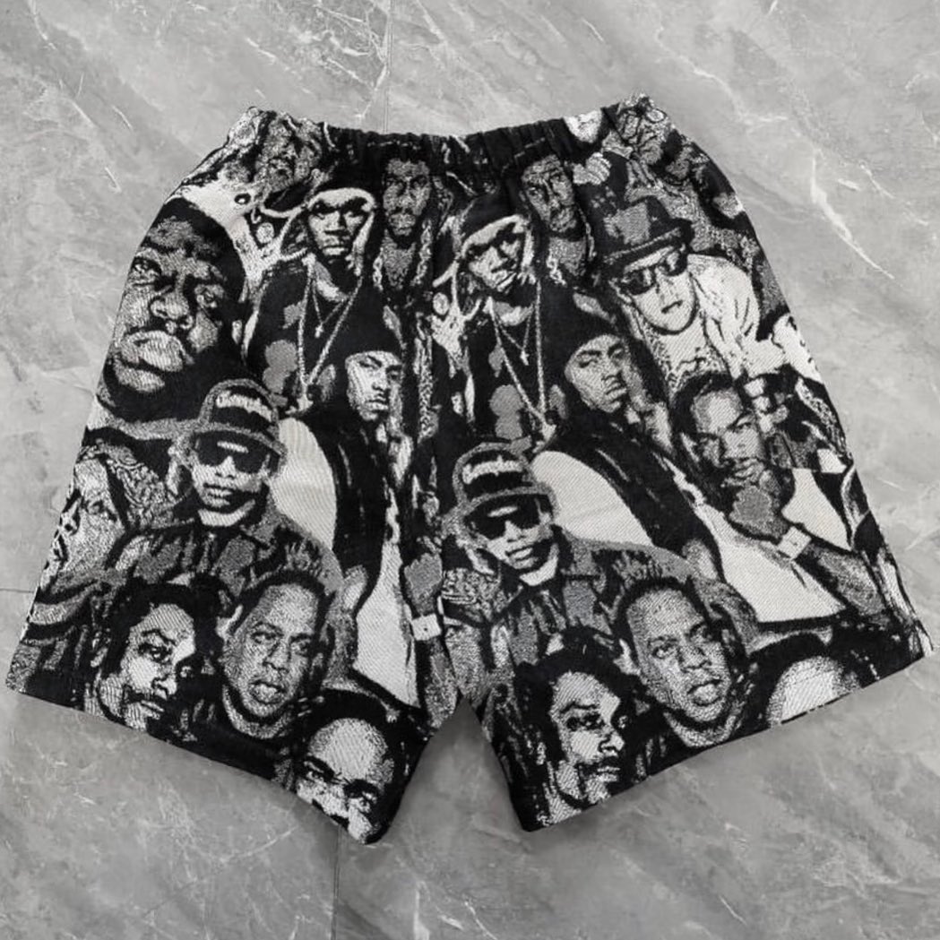 Sopula Retro Rap Star Character Portrait Art Graphics Tapestry Shorts - Sopula｜Premium Graphic Tees & Graphic Clothing