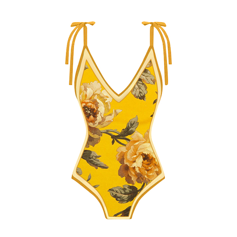 Rotimia Yellow bright flower print swimsuit