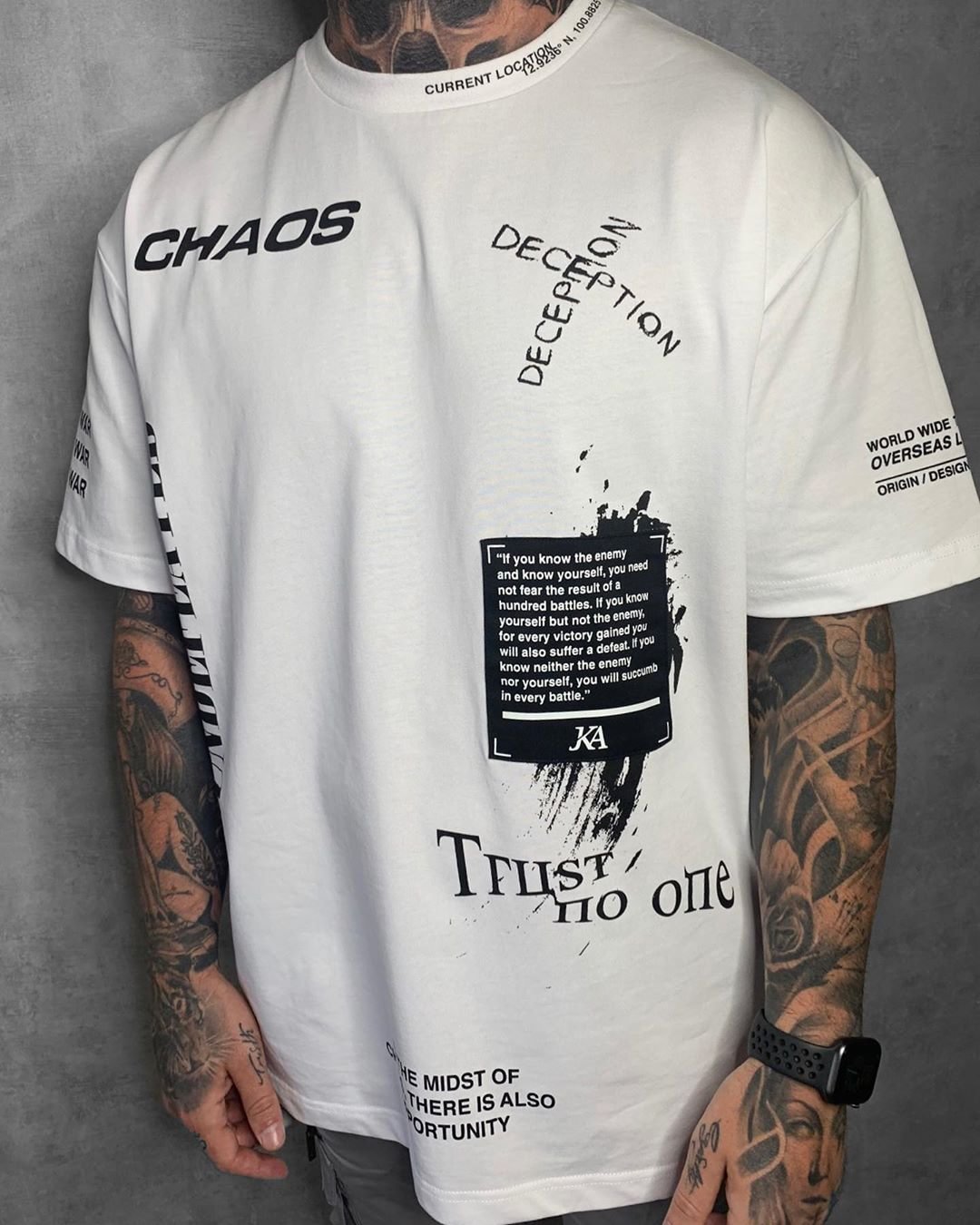 Mens Art Of War Chaos Graffiti Print Short-sleeved T-shirt