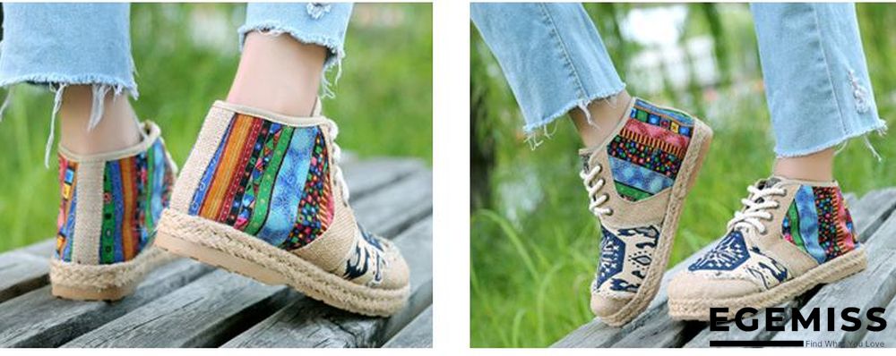 Embroider Shoes Women Ankle Boots Flat Autumn Shoes Comfortable Lace-Up Shoes Flats | EGEMISS