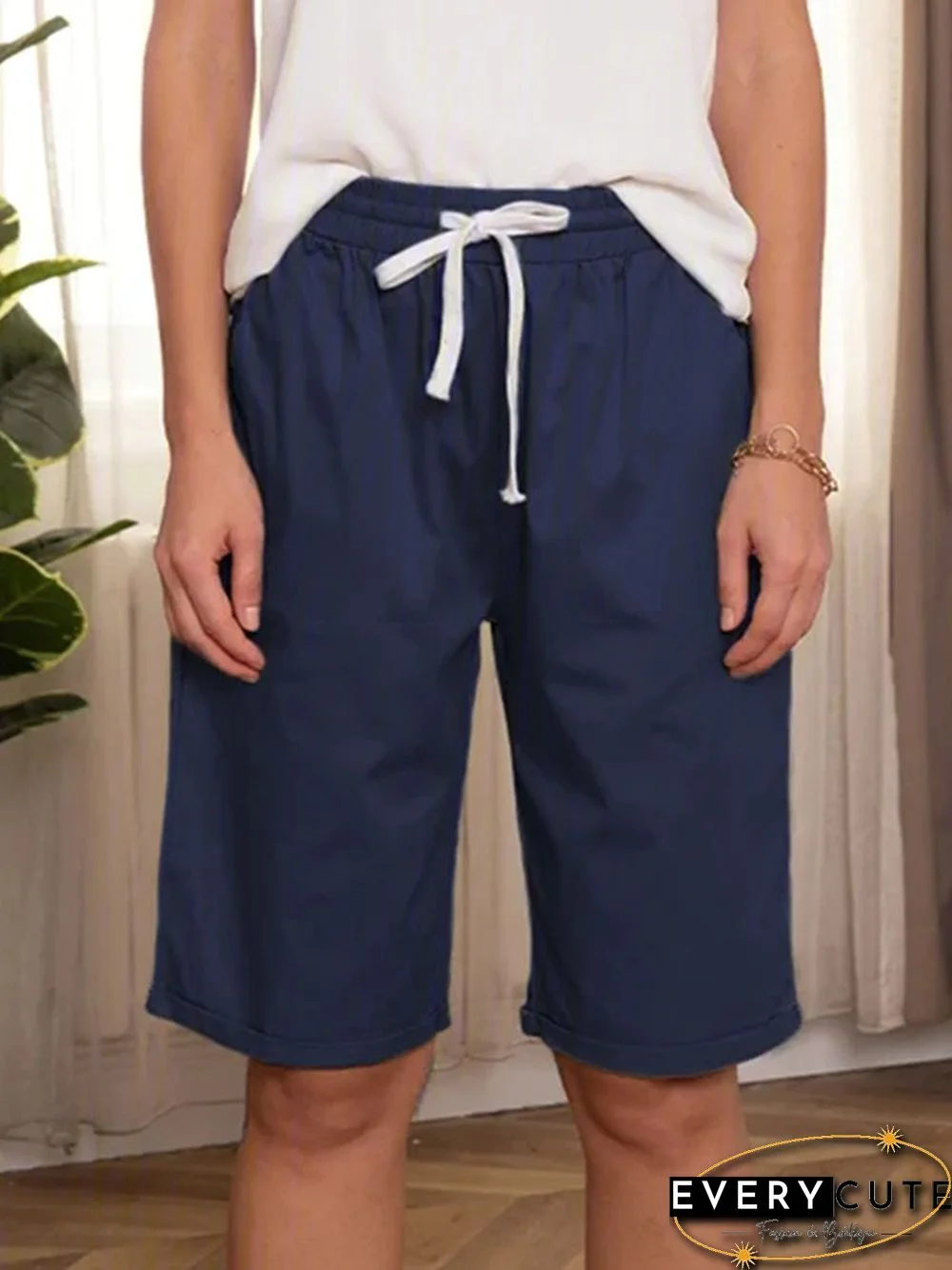 Women Casual Plus Size Linen & Cotton Bottoms Shorts