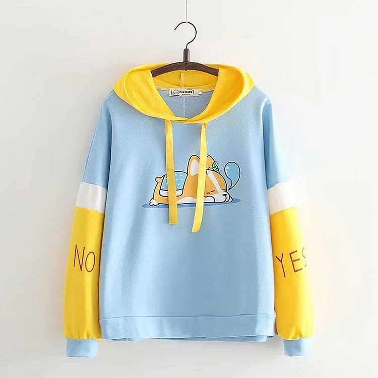 Blue/Red Yes/No Sleeping Dog Hoodie Jumper SP13418