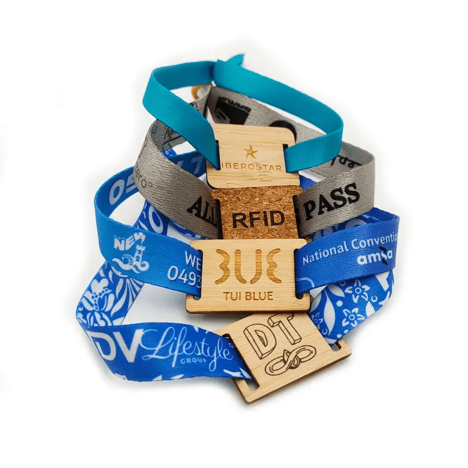 13.56Mhz  NTAG213/215/216 Custom Adjustable NFC Wrist Band Tag RFID Fabric Wood Bracelet Wristband For Events