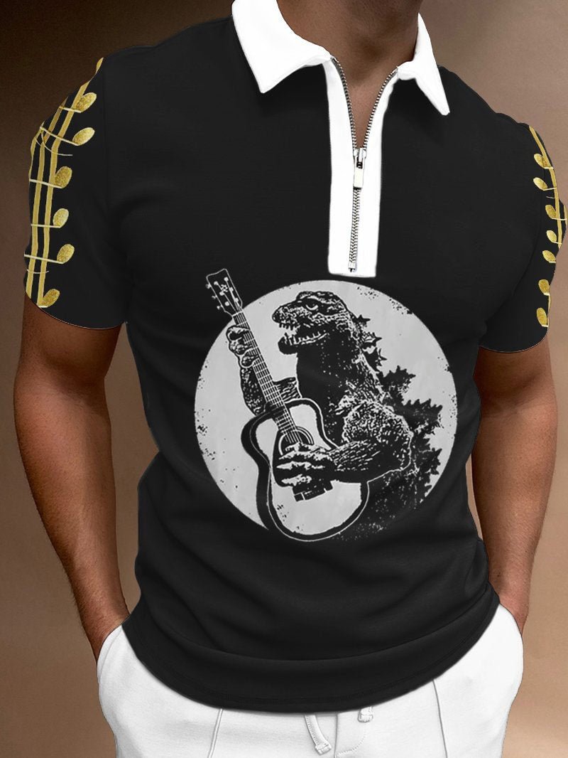Dinosaur Guitar Top Casual Polo Shirt