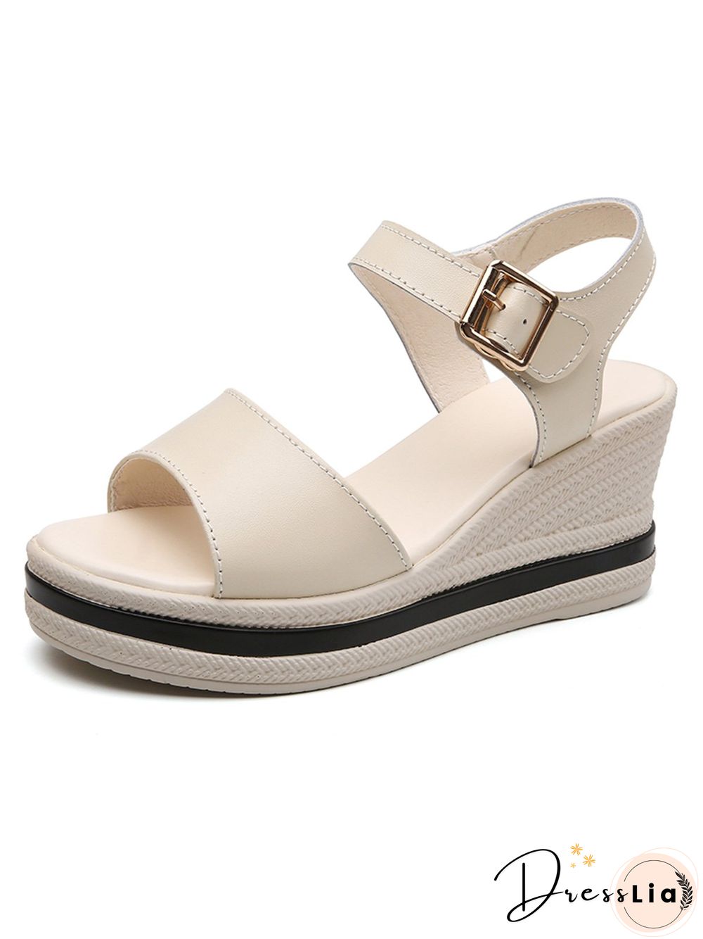 Cowhide Woven Sole Platform Wedge Resort Sandals