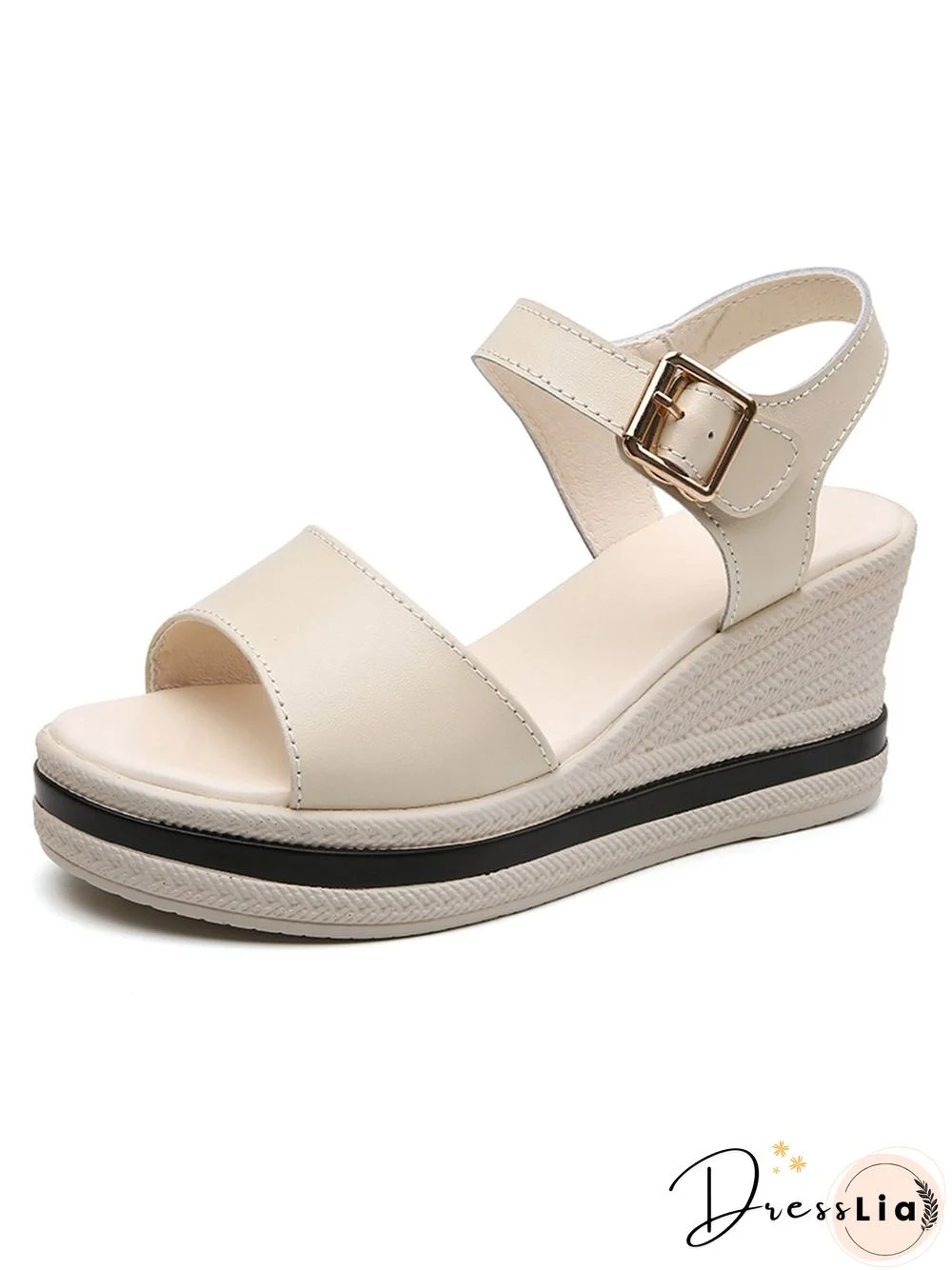 Cowhide Woven Sole Platform Wedge Resort Sandals