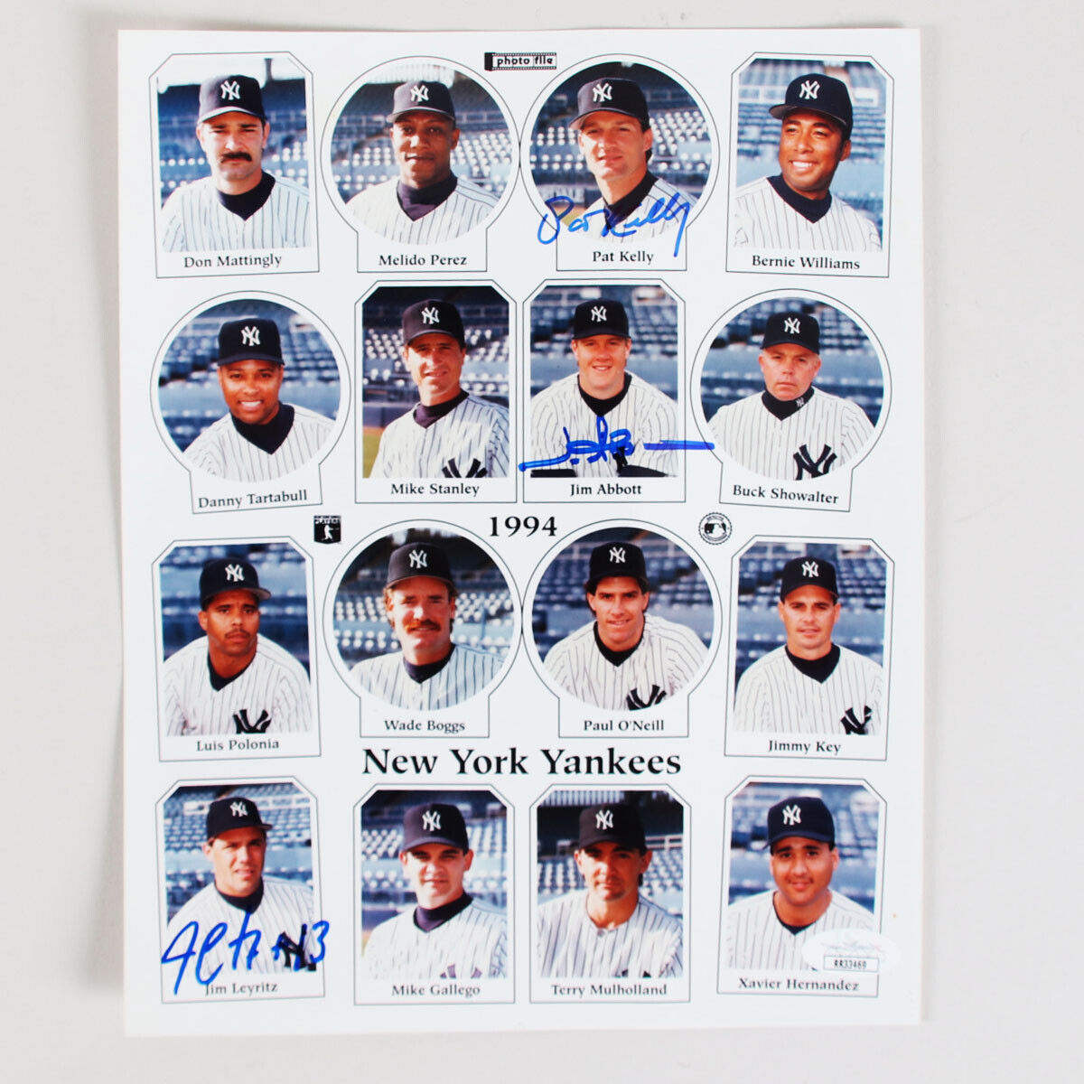 Jim Abbott Signed 8×10 Photo Poster painting Yankees (1994 Team) w/Pat Kelly & Jim Leyritz –...