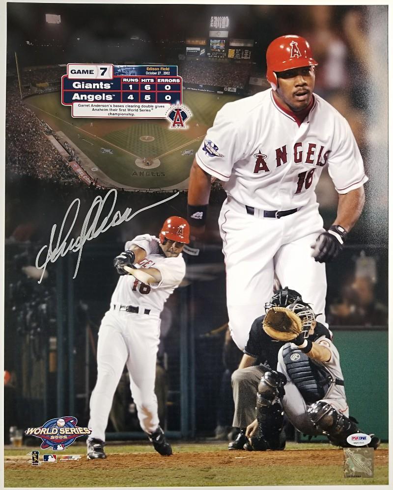 GARRET ANDERSON Signed 16x20 Anaheim Angels 2002 World Series Auto PSA/DNA COA