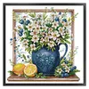 White Flowers In Vase-14CT Stamped Cross Stitch 45*45cm/17.72*17.72in tapestrymarket