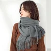 Plain Colors Tassels Unisex Scarf Team Event Anniversary Shawl
