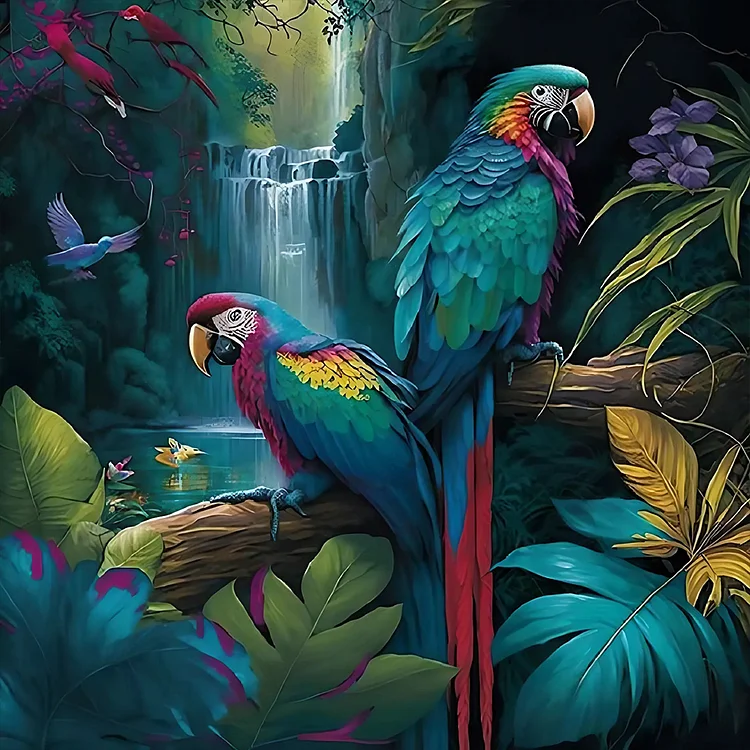 Parrot and Cardinal - Full Round Drill Diamond Painting - 30*30CM(Canvas)