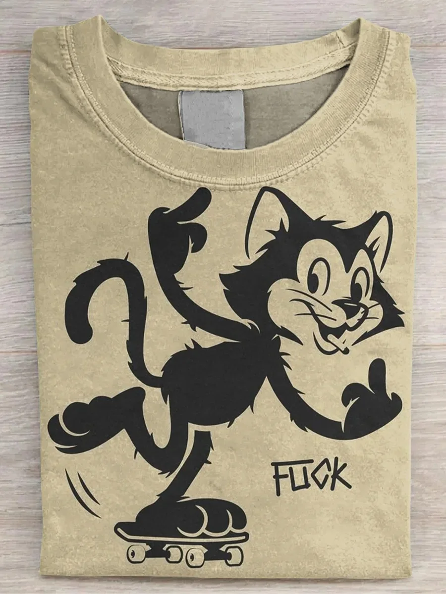 Eagerlys  Fuck Funny Cat T-shirt Eagerlys