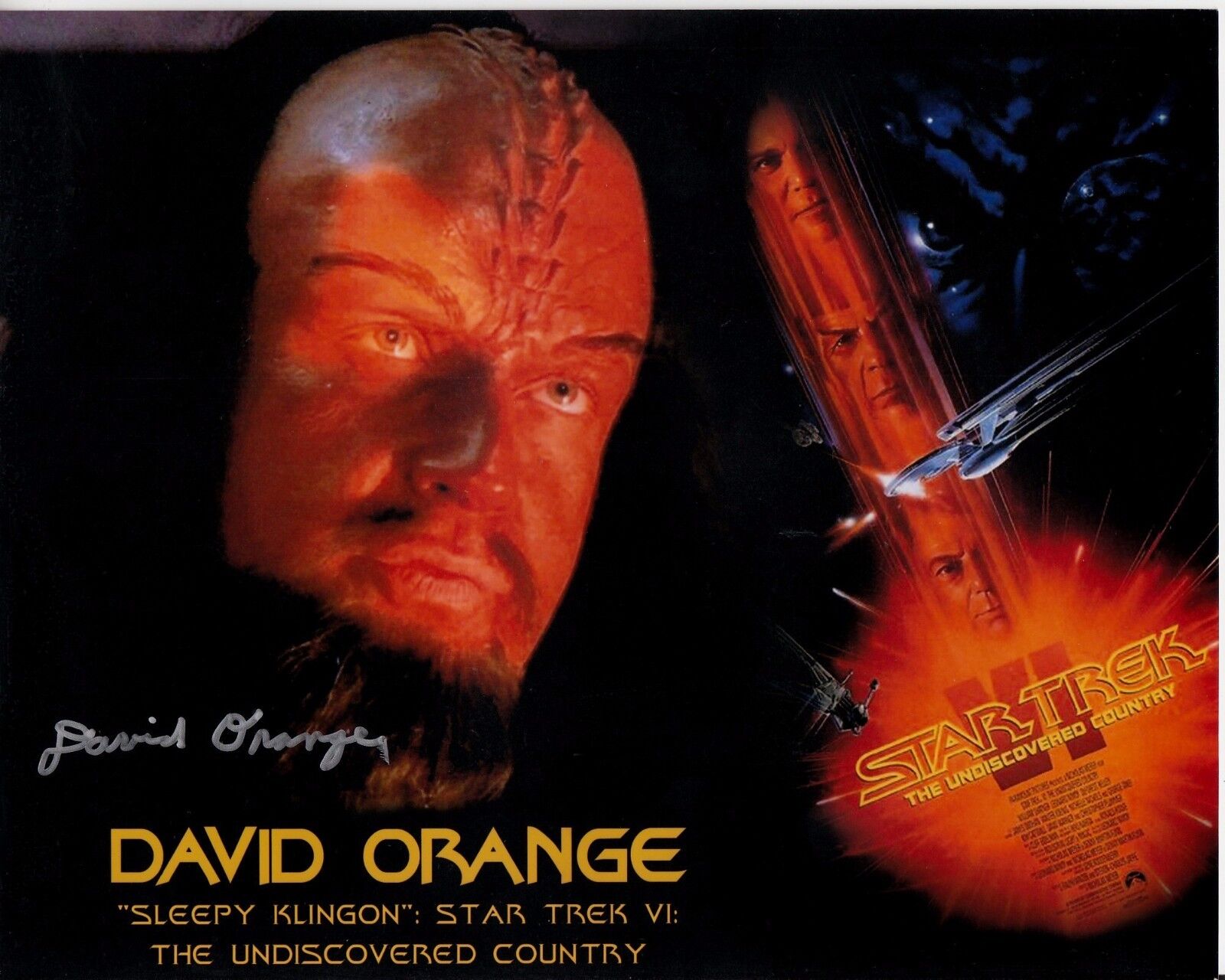 DAVID ORANGE hand-signed STAR TREK 8x10 uacc rd coa FANTASTIC COLOR MINI-POSTER