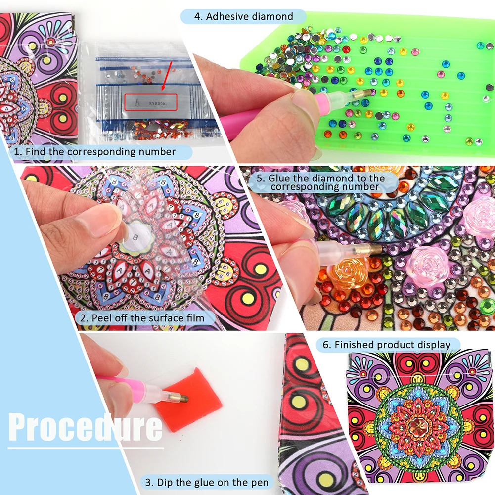 5D DIY Mandala PU Partial Special Shaped Diamond Painting Wallet Gifts for Women